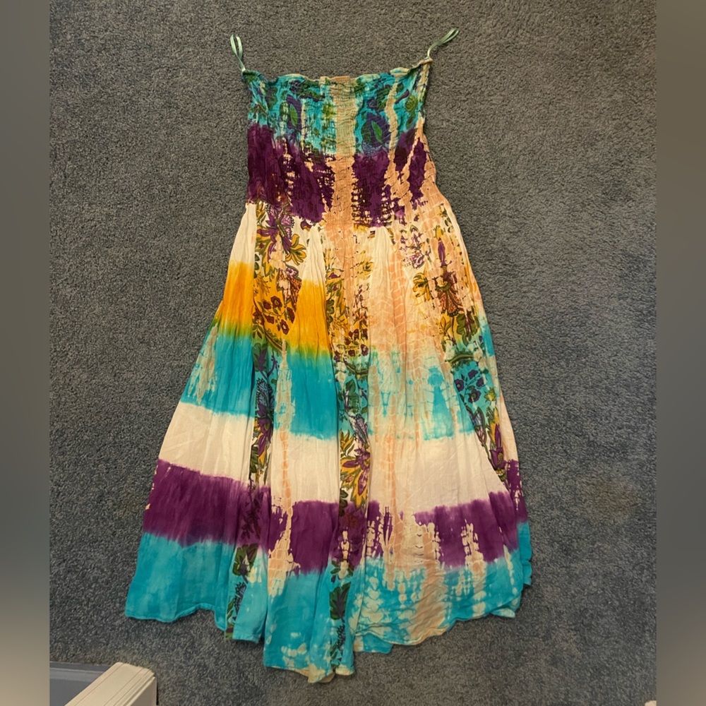 Long Colorful Strapless Dress